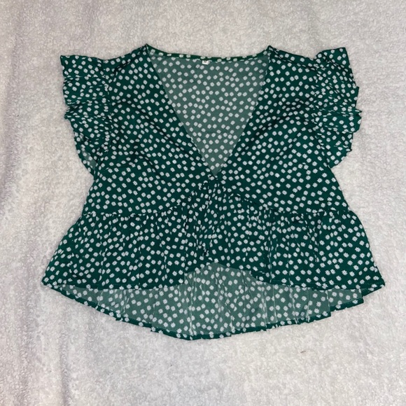 Shein Green Floral Top - Picture 1 of 3